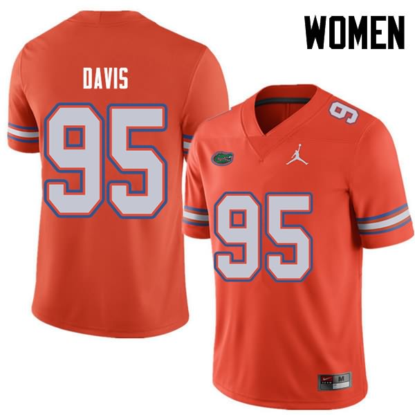 Women's NCAA Florida Gators Keivonnis Davis #95 Stitched Authentic Jordan Brand Orange College Football Jersey CPL5565JR